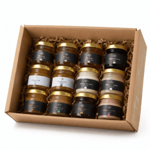 Discovery box: 12-pack med sällsynta & lyxiga honungssorter.