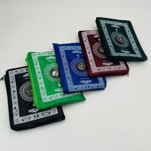 Bönematta i fickformat för resor - Med Qibla-kompass i dragkedja