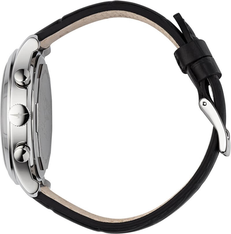 elysee black leather 18015 heritage 2 staiinless steel quartz - Bild 2