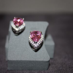 Rosalie – Droppformade Örhängen i 925 Silver med Rosa Simulerad Sten & Zirconia