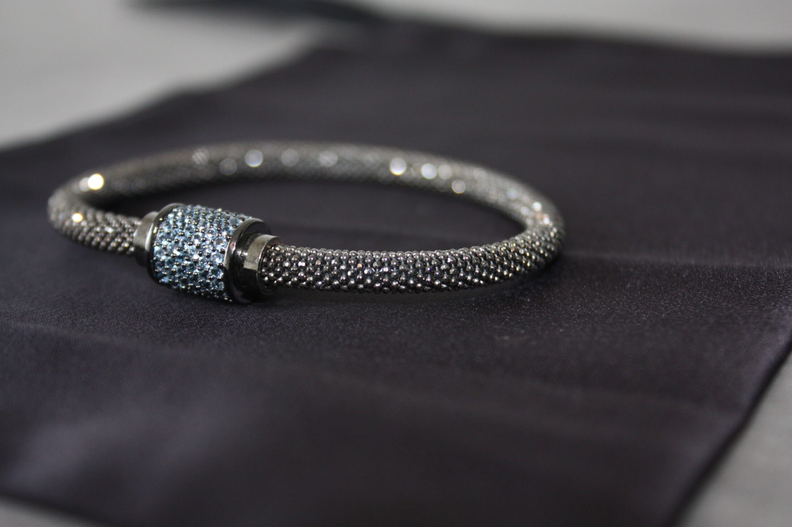 Midnight Ice - Lyxigt 925 Silverarmband med Blå Kristaller – 16g - Bild 5