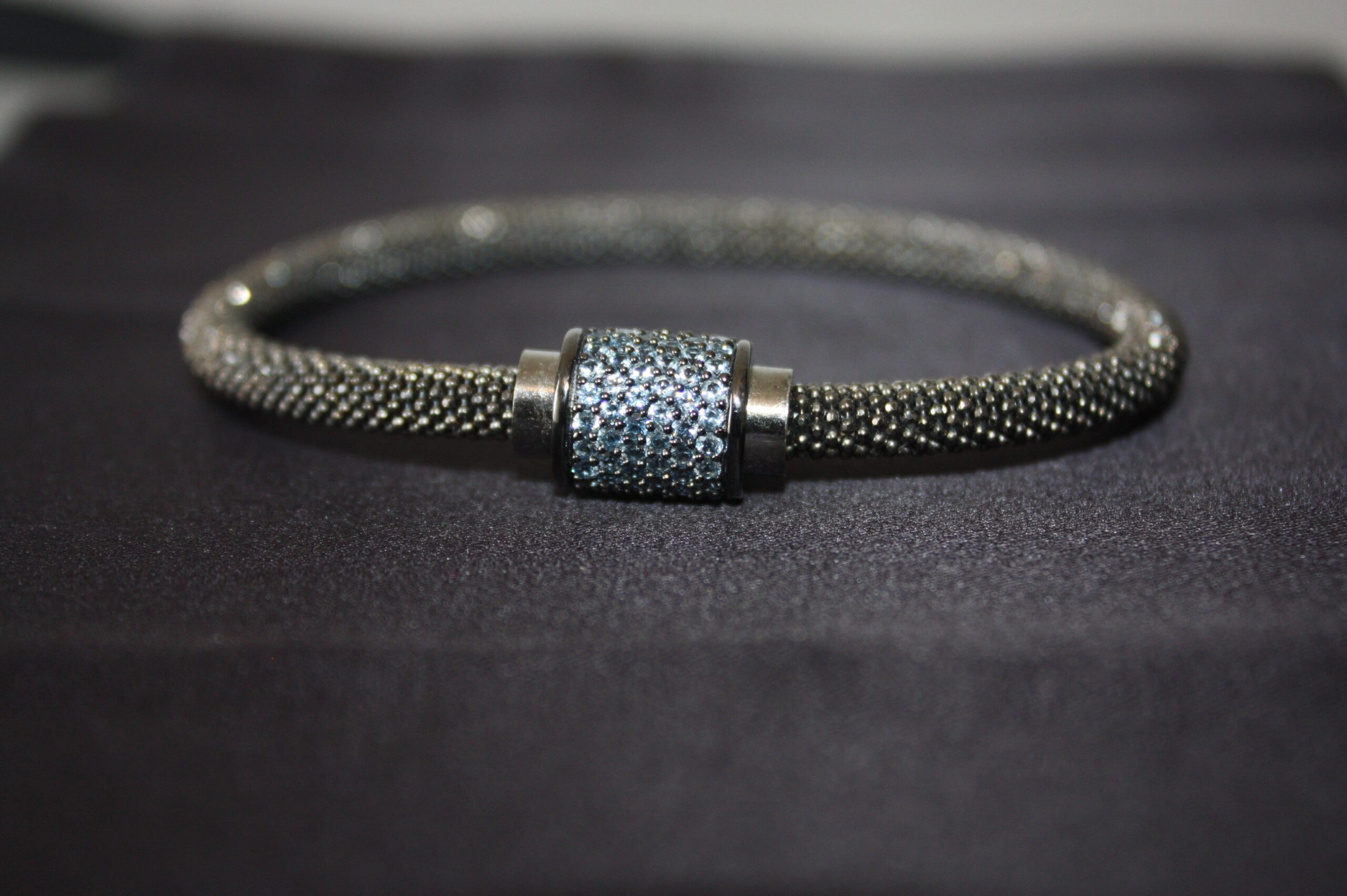 Midnight Ice - Lyxigt 925 Silverarmband med Blå Kristaller – 16g - Bild 9