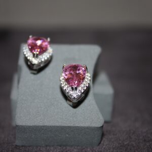 Rosalie – Droppformade Örhängen i 925 Silver med Rosa Simulerad Sten & Zirconia